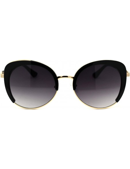 Oversized Womens Chic Glitter Side Visor Oversize Cat Eye Designer Sunglasses - Black Gold Smoke - C518Y8LURRC $16.88