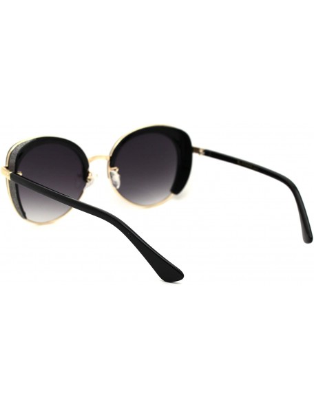 Oversized Womens Chic Glitter Side Visor Oversize Cat Eye Designer Sunglasses - Black Gold Smoke - C518Y8LURRC $16.88