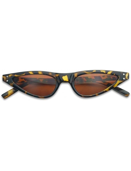 Round Vinatge Small Narrow Oval Clout Goggle Cat Eye Sunglasses Fashion Rivet Retro Shades - Tortoise Frame - Brown - CI18CZA...