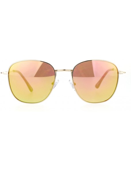 Square Vintage Fashion Sunglasses Womens Thin Metal Square Frame Mirror Lens - Gold (Pink Mirror) - CP188EA4TYC $18.44