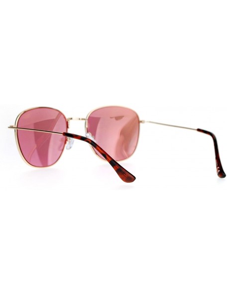 Square Vintage Fashion Sunglasses Womens Thin Metal Square Frame Mirror Lens - Gold (Pink Mirror) - CP188EA4TYC $8.14