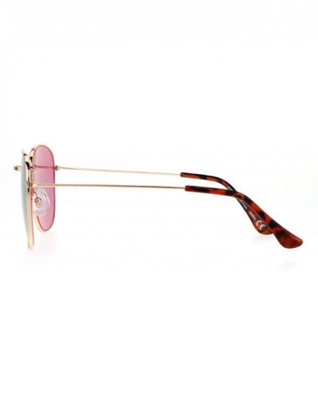 Square Vintage Fashion Sunglasses Womens Thin Metal Square Frame Mirror Lens - Gold (Pink Mirror) - CP188EA4TYC $8.14