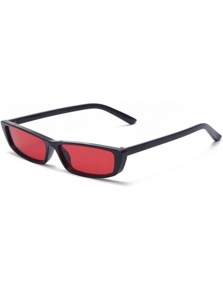 Square Fashion Vintage Rectangle Sunglasses Glasses - Black+red - CP189OUYGW6 $12.84