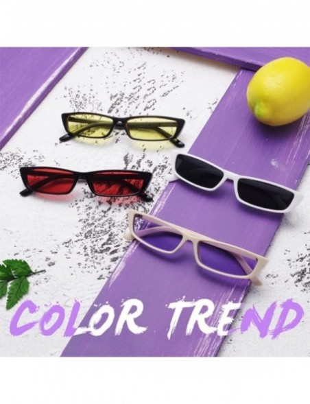 Square Fashion Vintage Rectangle Sunglasses Glasses - Black+red - CP189OUYGW6 $12.84