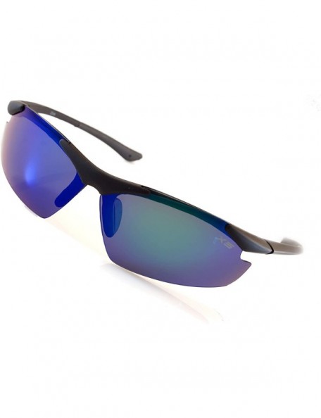 Wrap Polarized Mirrored Extreme Sports Wrap Sunglasses P018 - Green Rv - CV18H9WHOOS $24.48