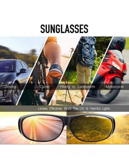 Oval HD Night Day Driving Wrap Around Prescription Glasses Anti Glare Sunglasses - Gray Lens+yellow Lens - CL199O0QIIT $19.96