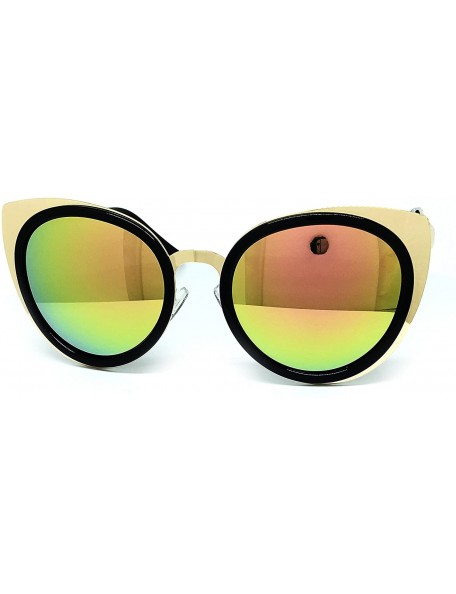 Aviator 6007 Premium Oversize Cats eye Womens Mens Mirror Funky Flat Sunglasses - Cats Eye - CU183NSDDLR $13.53