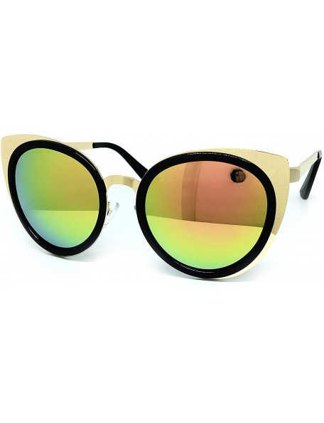 Aviator 6007 Premium Oversize Cats eye Womens Mens Mirror Funky Flat Sunglasses - Cats Eye - CU183NSDDLR $13.53