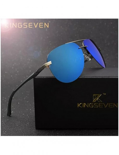 Rimless Genuine quality rimless pilot sunglasses ultra light Al-Mg fashion polarized and UV400 - Grey/Green - CC18GA4430D $28.31