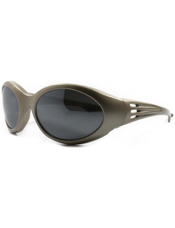 Oval Old School Hippie Wrap Around Sporty Oval Sunglasses - Gray / Gray - CK18ECD44A3 $9.07