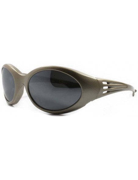 Oval Old School Hippie Wrap Around Sporty Oval Sunglasses - Gray / Gray - CK18ECD44A3 $9.07