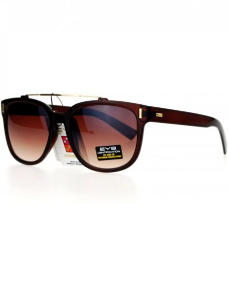 Wayfarer Retro Metal Flat Top Bridge Horn Rim Horned Sunglasses - All Brown - CA12EMGGYU9 $12.25