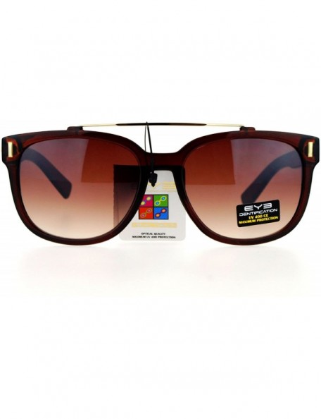 Wayfarer Retro Metal Flat Top Bridge Horn Rim Horned Sunglasses - All Brown - CA12EMGGYU9 $23.46
