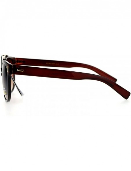 Wayfarer Retro Metal Flat Top Bridge Horn Rim Horned Sunglasses - All Brown - CA12EMGGYU9 $23.46