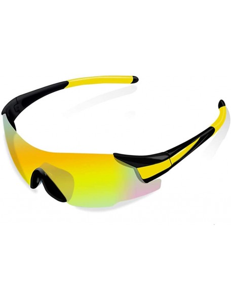 Rectangular Sports Cycling Sunglasses TR90 Unbreakable Frame Polarized Sports Sunglasses - Yellow Frame - C318W3DT3G0 $27.12