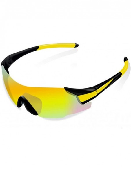 Rectangular Sports Cycling Sunglasses TR90 Unbreakable Frame Polarized Sports Sunglasses - Yellow Frame - C318W3DT3G0 $14.46