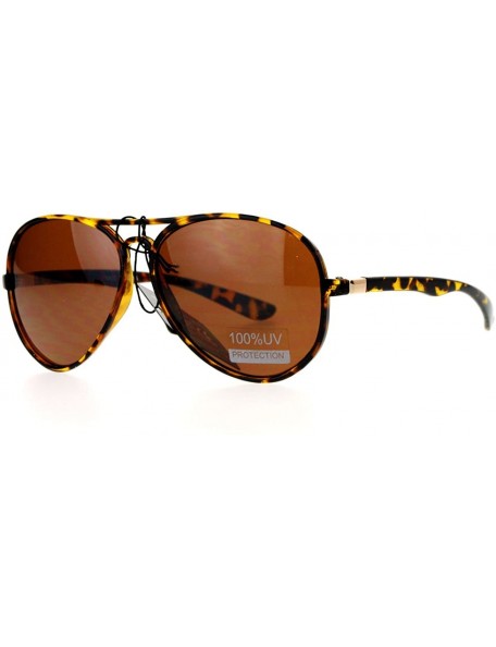 Aviator Unisex Aviator Sunglasses Thin Light Weight Fashion Aviators UV 400 - Tortoise - C312HOMK30P $8.43