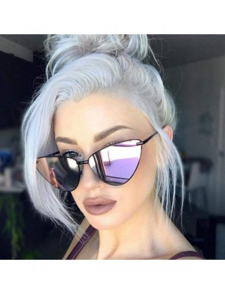 Cat Eye Sunshade Sexy Cat Eye Sunglasses Women Brand Designer Fashion Metal Frame Eyewear Female Coating Mirror Shades - CW19...