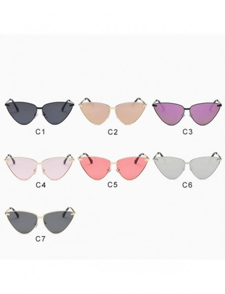 Cat Eye Sunshade Sexy Cat Eye Sunglasses Women Brand Designer Fashion Metal Frame Eyewear Female Coating Mirror Shades - CW19...