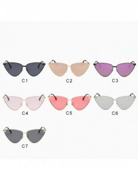 Cat Eye Sunshade Sexy Cat Eye Sunglasses Women Brand Designer Fashion Metal Frame Eyewear Female Coating Mirror Shades - CW19...