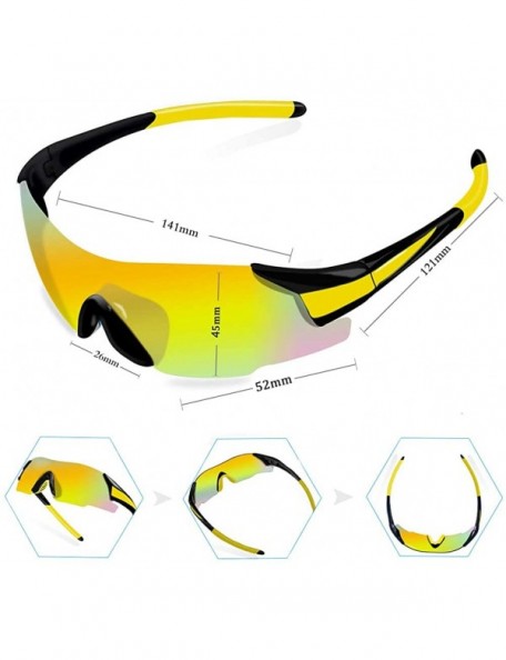 Rectangular Sports Cycling Sunglasses TR90 Unbreakable Frame Polarized Sports Sunglasses - Yellow Frame - C318W3DT3G0 $14.46