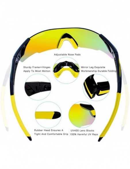 Rectangular Sports Cycling Sunglasses TR90 Unbreakable Frame Polarized Sports Sunglasses - Yellow Frame - C318W3DT3G0 $14.46