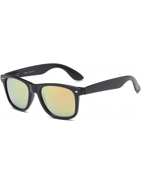 Square Men Retro Vintage Classic Sports Square UV Protection Mirrored Sunglasses - Peach - CM18WTI806D $14.69