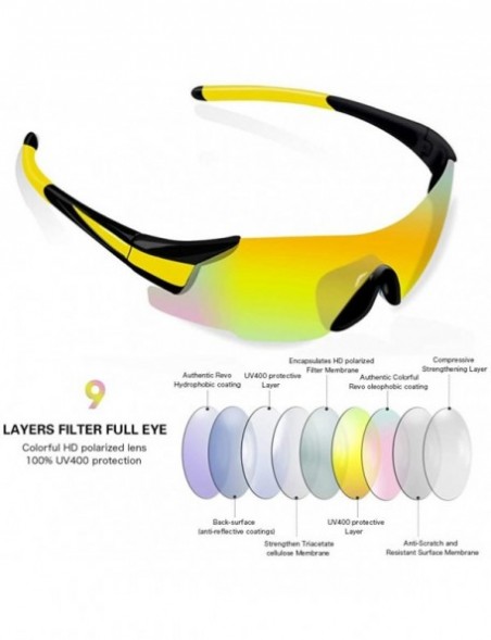 Rectangular Sports Cycling Sunglasses TR90 Unbreakable Frame Polarized Sports Sunglasses - Yellow Frame - C318W3DT3G0 $14.46