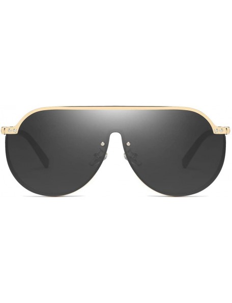 Rimless Oversize Sunglasses for Women - Vintage Retro Siamese Lens Glasses Metal Frame UV Protection Shades Best Gift - B - C...