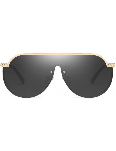 Rimless Oversize Sunglasses for Women - Vintage Retro Siamese Lens Glasses Metal Frame UV Protection Shades Best Gift - B - C...
