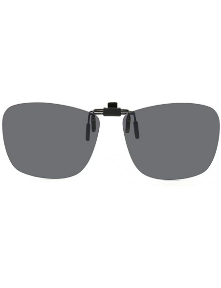 Square Square Clip On Flip Up Sunglasses Polarized Sunglass Lenses Men Women Carry Case - Black - CW18X5X3N2H $7.95