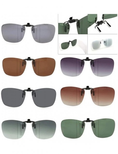 Square Square Clip On Flip Up Sunglasses Polarized Sunglass Lenses Men Women Carry Case - Black - CW18X5X3N2H $7.95