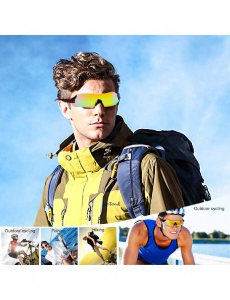 Rectangular Sports Cycling Sunglasses TR90 Unbreakable Frame Polarized Sports Sunglasses - Yellow Frame - C318W3DT3G0 $14.46