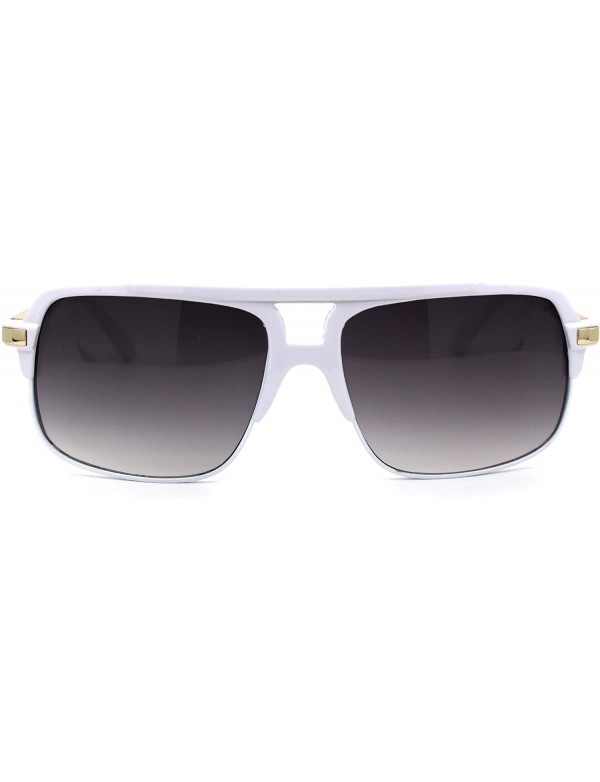 Rectangular Unisex Half Rim Plastic Racer Mobster Sunglasses - White Smoke - CO195KHCRQ3 $14.95