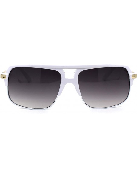 Rectangular Unisex Half Rim Plastic Racer Mobster Sunglasses - White Smoke - CO195KHCRQ3 $14.95