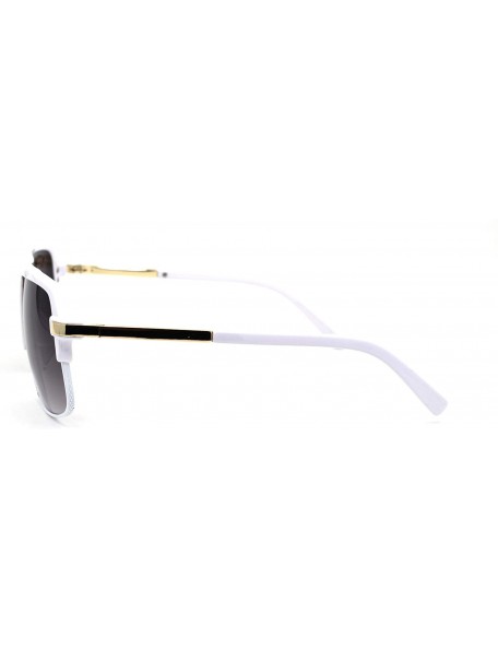 Rectangular Unisex Half Rim Plastic Racer Mobster Sunglasses - White Smoke - CO195KHCRQ3 $14.95