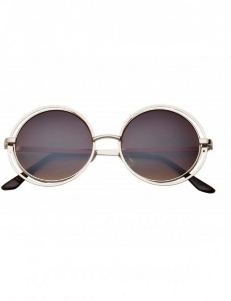 Oversized Women's Midsized Metal Wire Frame Round Sunglasses Glam - Gold Brown - CF12EGOAZK1 $11.75
