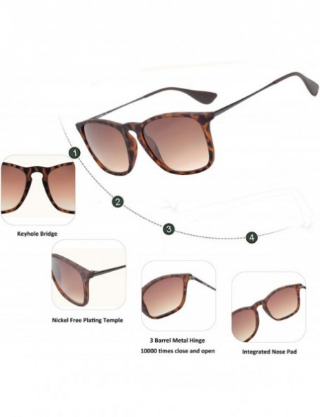 Square Sunglasses Resistant Lightweight Rectangular Protection - Tortoise/Gradient Brown - CL18K0AQ0LO $9.59
