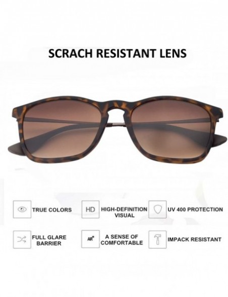 Square Sunglasses Resistant Lightweight Rectangular Protection - Tortoise/Gradient Brown - CL18K0AQ0LO $9.59