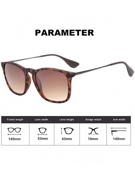 Square Sunglasses Resistant Lightweight Rectangular Protection - Tortoise/Gradient Brown - CL18K0AQ0LO $9.59