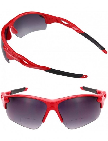 Wrap The Athlete" 2 Pair of Precision Sport Wrap Bifocal Unisex Sunglasses - Red - CI1965RS7X2 $25.00