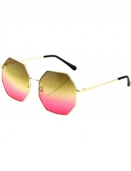 Oversized HUGE OVERSIZE LARGE VINTAGE HEXAGON RETRO Style SUNGLASSES - G/Brown Pink - C017XWQ25QU $11.61