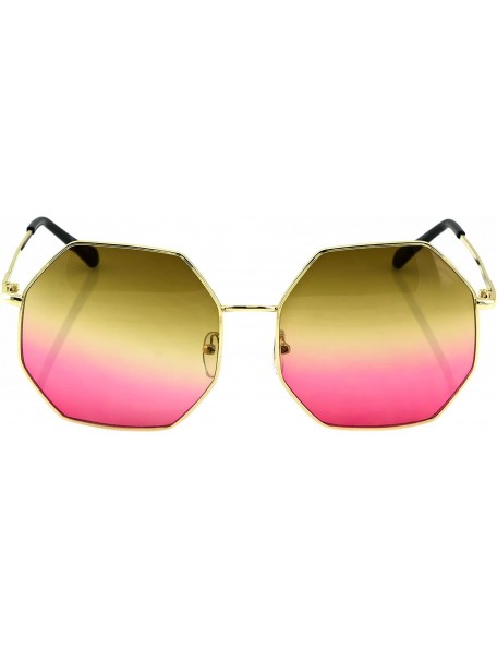 Oversized HUGE OVERSIZE LARGE VINTAGE HEXAGON RETRO Style SUNGLASSES - G/Brown Pink - C017XWQ25QU $11.61