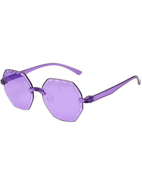 Rimless Polarized Sunglasses for Women Classic Trendy Stylish Sun Glasses 100% UV Protection - Purple - C21906QINE7 $9.15