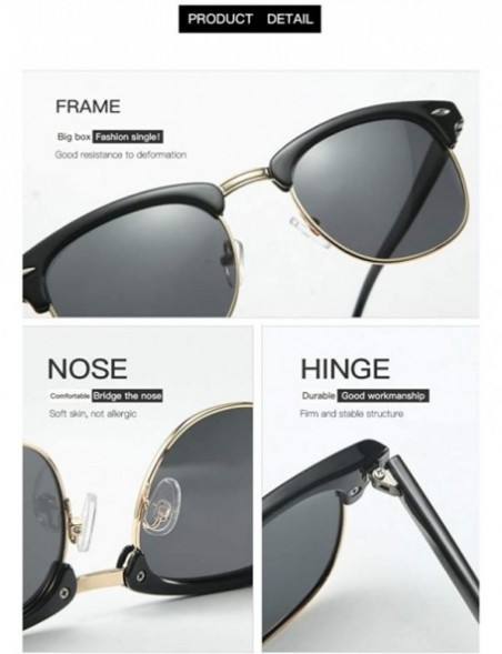 Square Classic retro half frame sunglasses fashion meter nail polarizer men sunglasses frog mirror - Sand Black Green C8 - CK...