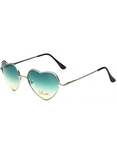 Round Women's S014 Heart Aviator 55mm Sunglasses - Green - C311XKJHYIL $21.98