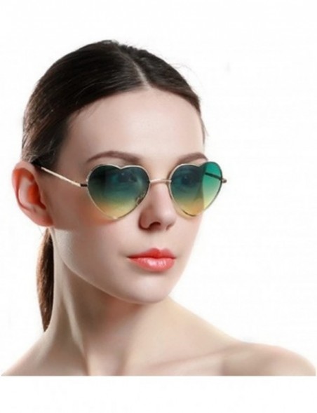 Round Women's S014 Heart Aviator 55mm Sunglasses - Green - C311XKJHYIL $8.06