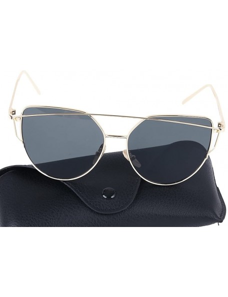 Cat Eye Cat Eye Mirrored Lenses Metal Frame Sunglasses for Women Men - Gold Frame/Gray Lens - C7189ISQIRQ $14.21