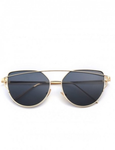 Cat Eye Cat Eye Mirrored Lenses Metal Frame Sunglasses for Women Men - Gold Frame/Gray Lens - C7189ISQIRQ $14.21