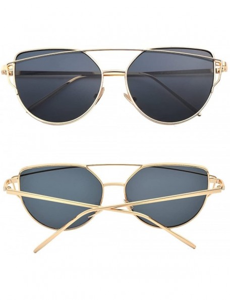 Cat Eye Cat Eye Mirrored Lenses Metal Frame Sunglasses for Women Men - Gold Frame/Gray Lens - C7189ISQIRQ $14.21